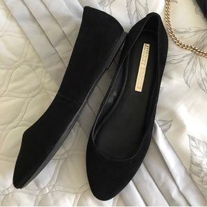 Suede Black Flats